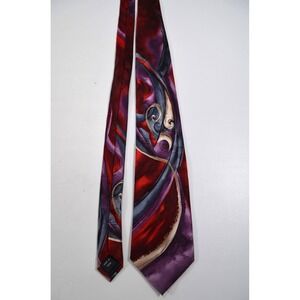 J. Garcia Collection Fifty-Four Snail Garden Tie 61" Red Blue‎ Purple Silver